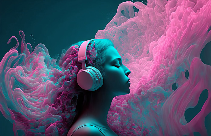 Music girl with headset