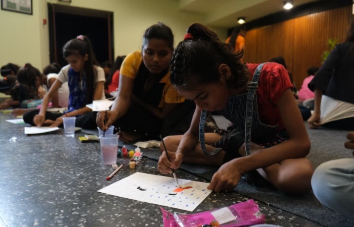 girl studying in class