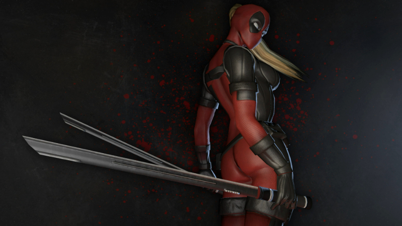 featuring the actress cast as Lady Deadpool, poised in character, ready to make her mark in the Deadpool & Wolverine movie.