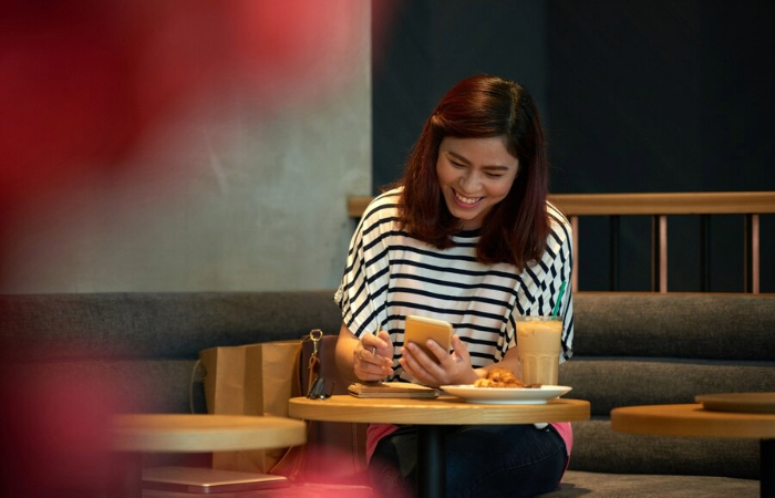 Eating alone in restaurant